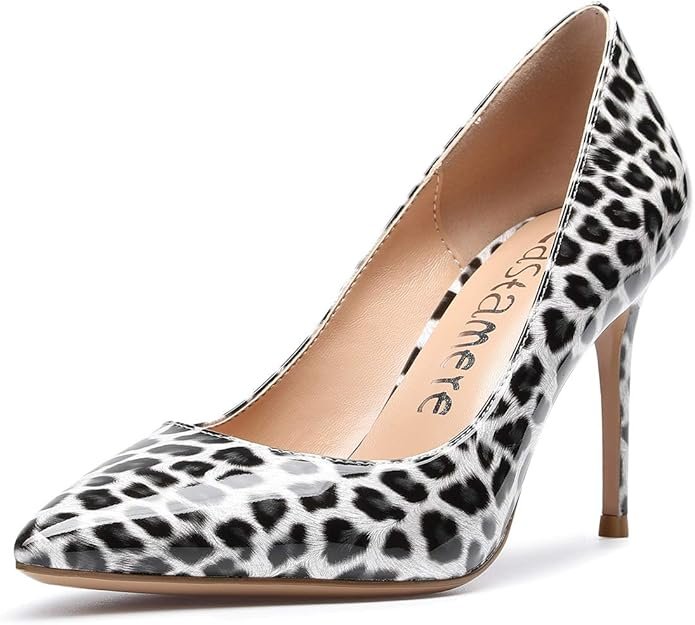 Tacones de Aguja Leopardo Blanco y Negro