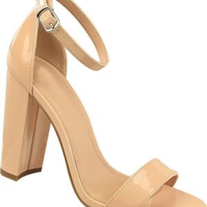 Sandalias Nude de Charol y Ancho Tacón de bloque.