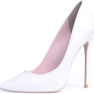Stilettos blancos brillos de tacón fino de 12 cm.