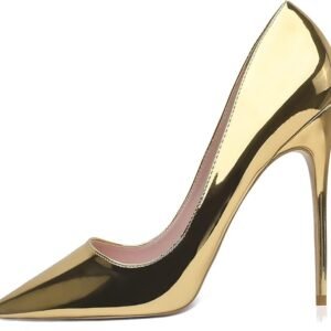zapatos stilettos dorados12 cm.