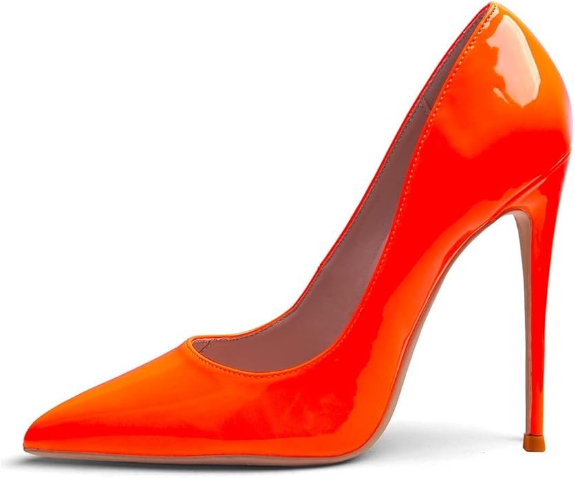 Stilettos con Punta y Tacón 12 cm Naranjas brillantes.