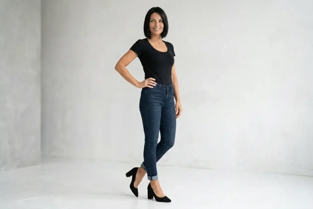 zapato tacón ancho ante negro.