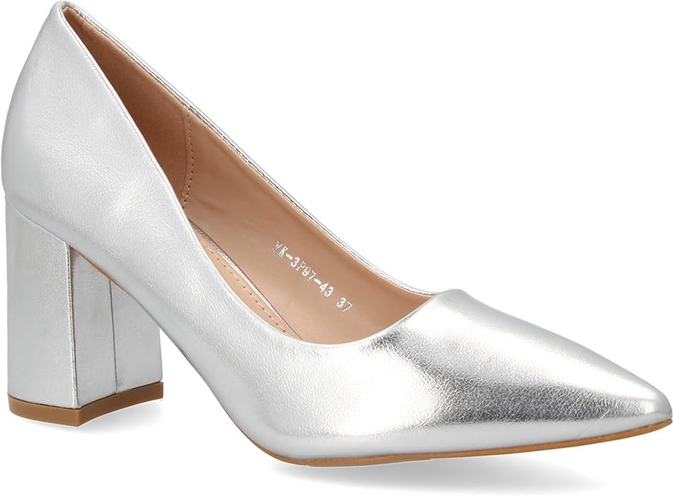 Zapato Clásico Plateado - Shoes&Blues - Tacón Bloque - Imagen 3