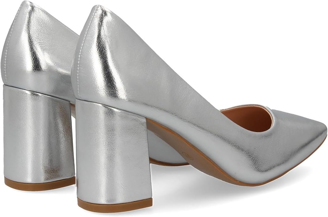 Zapato Clásico Plateado - Shoes&Blues - Tacón Bloque - Imagen 2