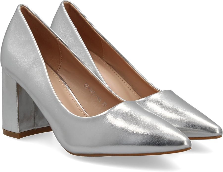 Zapato Clásico Plateado - Shoes&Blues - Tacón Bloque - Imagen 4