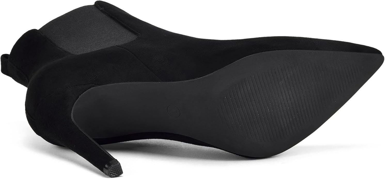 Botines de Ante Tacón 10 cm - Apertura Elástica - Negro - Imagen 4