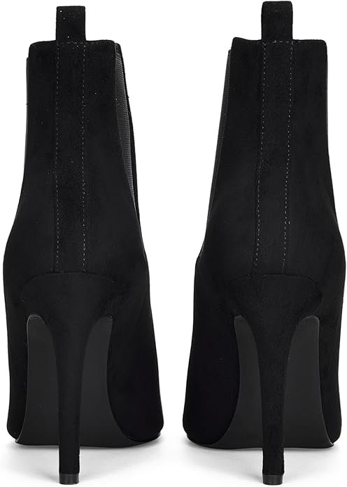 Botines de Ante Tacón 10 cm - Apertura Elástica - Negro - Imagen 3