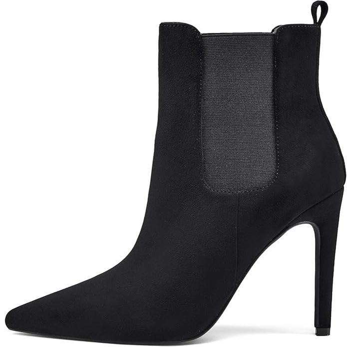 Botines elásticos ante negro. Tacón de 10 cm.